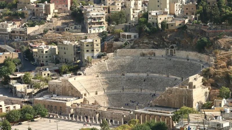 The Roman Theatre cut into the hillside in downtown Amman
