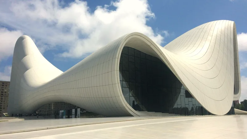 The curved white shell of the Heydar Aliyev Center